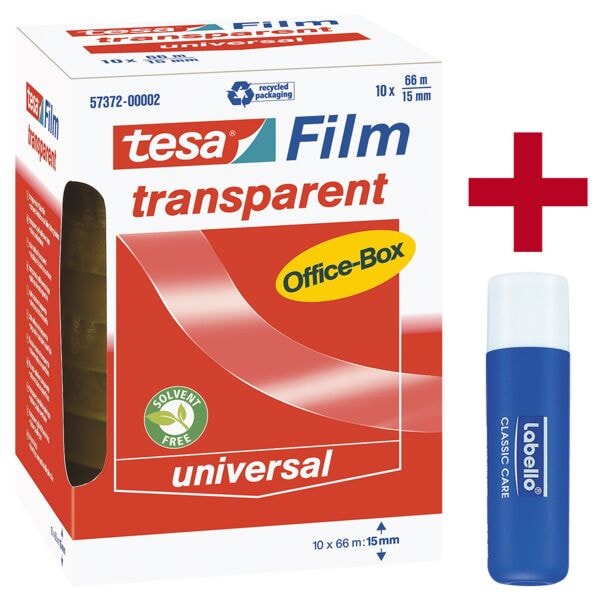 tesa Klebeband Office Box, transparent, 10 Stück, 15 mm/66 m inkl. Lippenpflegestift »Labello Classic« tesa Klebeband Office Box, transparent, 10 Stück, 15 mm/66 m inkl. Lippenpflegestift »Labello Classic«