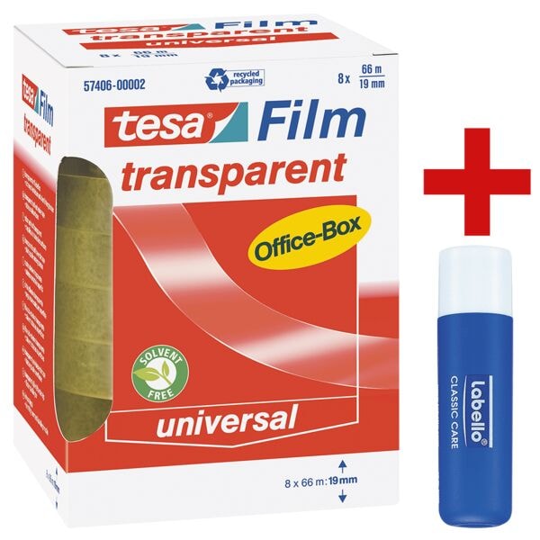tesa Klebeband Office Box, transparent, 8 Stück, 19 mm/66 m inkl. Lippenpflegestift »Labello Classic« tesa Klebeband Office Box, transparent, 8 Stück, 19 mm/66 m inkl. Lippenpflegestift »Labello Classic«