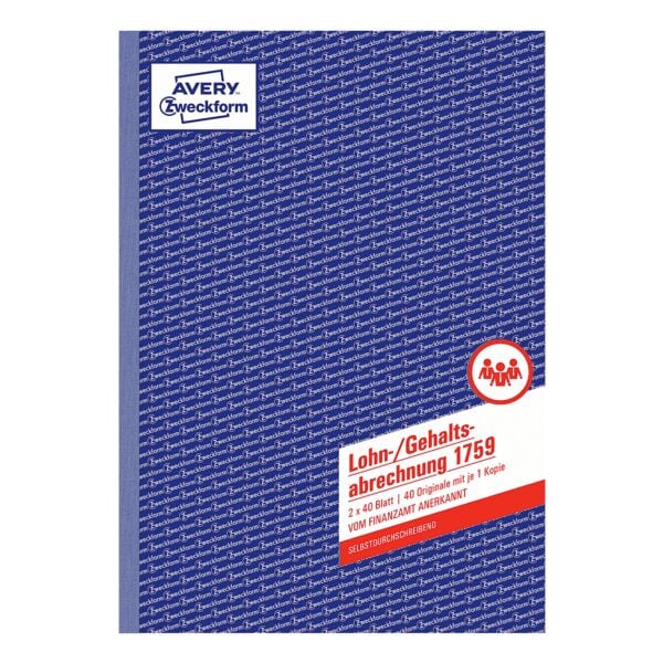 Avery Zweckform Formularbuch 1759 »Lohn-/Gehaltsabrechnung« Avery Zweckform Formularbuch 1759 »Lohn-/Gehaltsabrechnung«