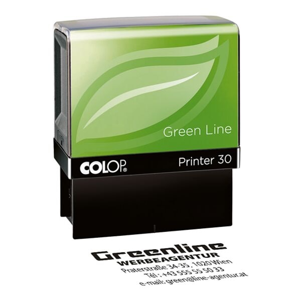 Colop Selbstfrbender Textstempel Printer 30 Green Line ohne Logo