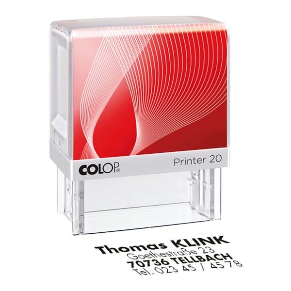 Colop sofort personalisierter Stempel »Printer 20« selbstfärbend 4 Textzeilen ohne Logo Colop sofort personalisierter Stempel »Printer 20« selbstfärbend 4 Textzeilen ohne Logo