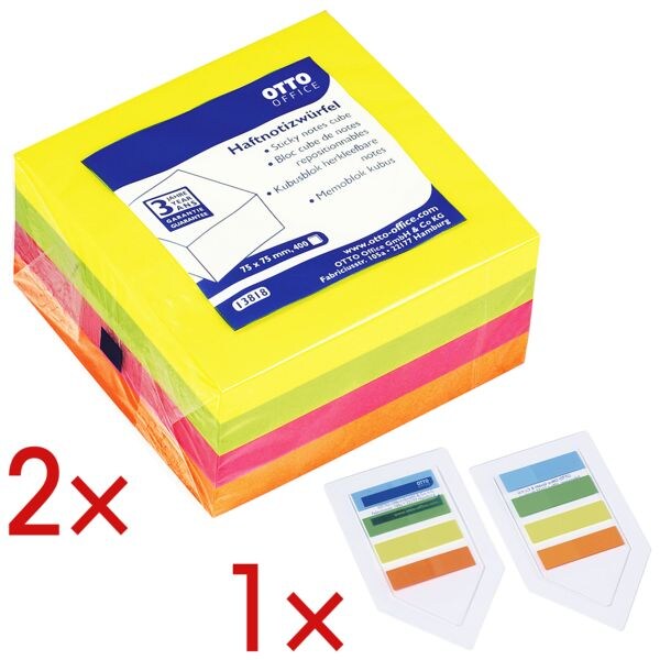 OTTO Office 2x Haftnotizwürfel inkl. 1x 2er-Pack Haftstreifen »Lesezeichen« OTTO Office 2x Haftnotizwürfel inkl. 1x 2er-Pack Haftstreifen »Lesezeichen«