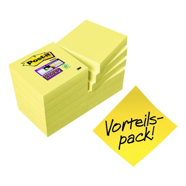 9+3 Post-it Super Sticky Haftnotizblock Notes 4,8 x 4,8 cm, 1080 Blatt gesamt, gelb 9+3 Post-it Super Sticky Haftnotizblock Notes 4,8 x 4,8 cm, 1080 Blatt gesamt, gelb