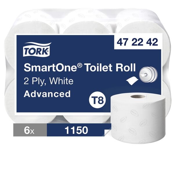 Tork Toilettenpapier 472242 T8 System 2-lagig, wei - 6 Jumbo-Rollen