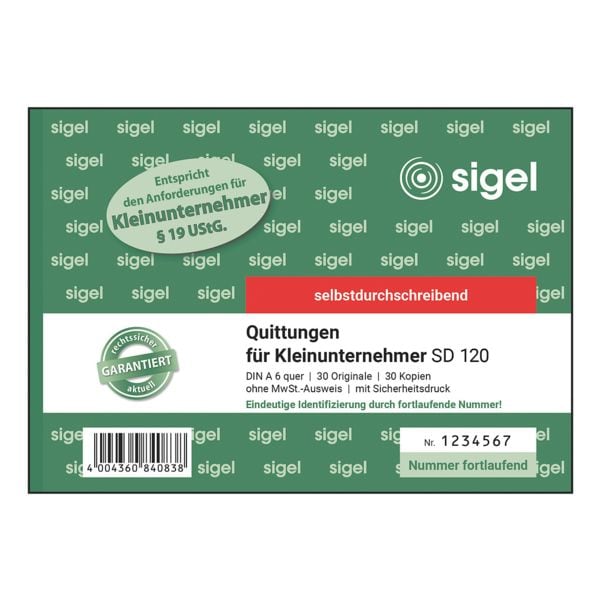 Sigel Formularbuch »Quittungen für Kleinunternehmer SD120«
