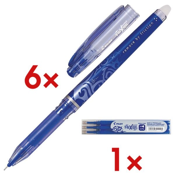 6x Tintenroller Pilot FriXion Point, radierbar inkl. 3er-Pack Ersatzminen fr Tintenroller Frixion Point