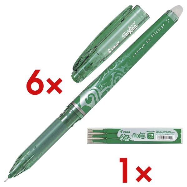 6x Tintenroller Pilot FriXion Point, radierbar inkl. 3er-Pack Ersatzminen fr Tintenroller Frixion Point