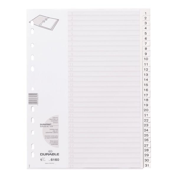 Durable Register, A4, 1-31 31-teilig, wei�, Kunststoff