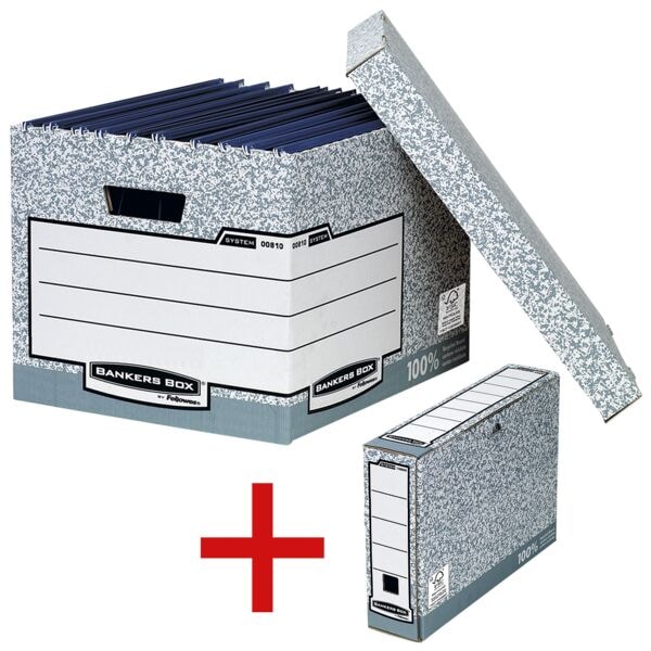Bankers Box System 10er-Pack Archiv-Container inkl. 10er-Pack Ablageboxen