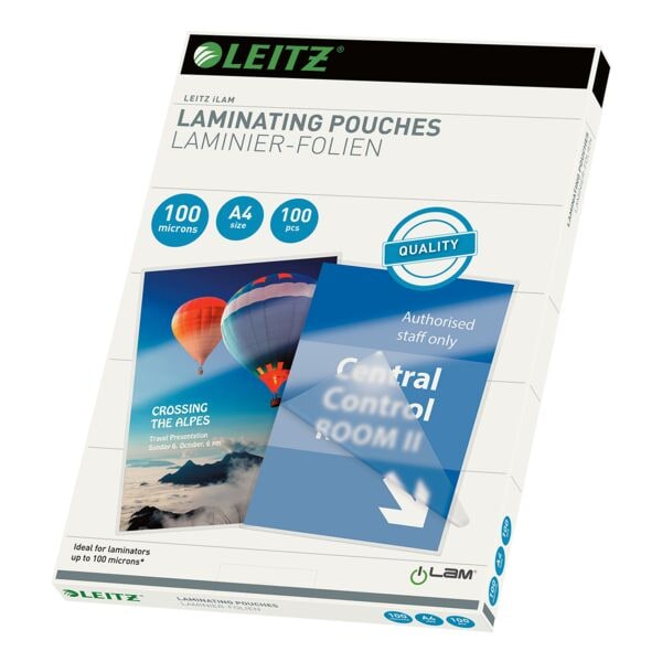LEITZ 100 St�ck Laminierfolien 33826 A4 100 mic gl�nzend