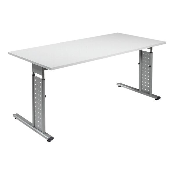 Gerambel Schreibtisch New York 180 cm, C-Fu silber