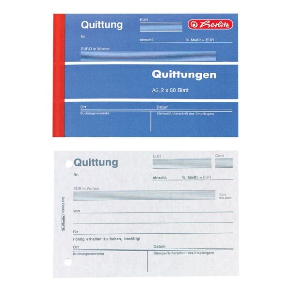 Herlitz Formularbuch »Quittung inkl. MwSt.« - 50 Blatt (2-fach)