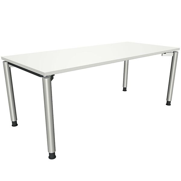 fm Brombel Schreibtisch hhenverstellbar (manuell) Sidney 180 cm, 4-Fu Rundrohr silberaluminiumfarben