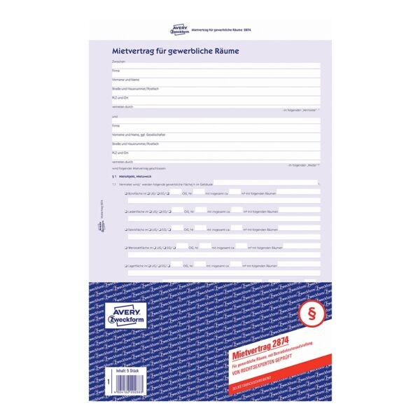 Avery Zweckform Formularvordruck »Mietvertrag für gewerbliche Räume, mit Betriebskostenaufstellung« Avery Zweckform Formularvordruck »Mietvertrag für gewerbliche Räume, mit Betriebskostenaufstellung«