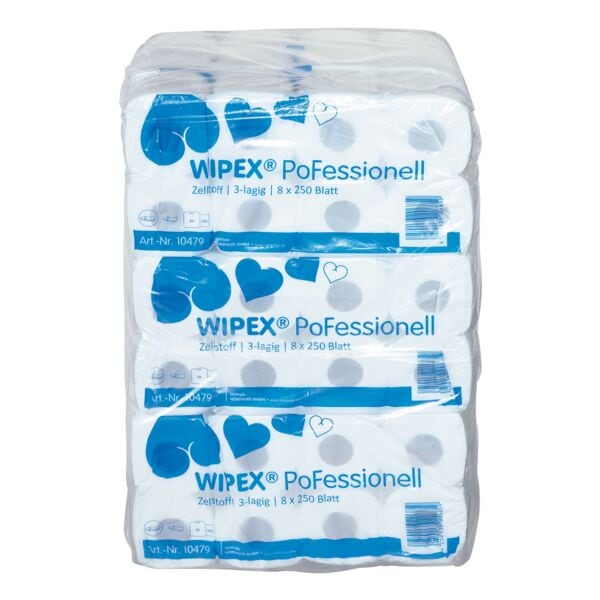 WIPEX Toilettenpapier 3-lagig, hochwei - 72 Rollen (9 Pack  8 Rollen)