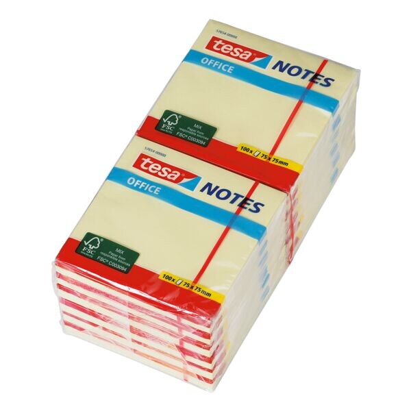 12x tesa Haftnotizblock Office Notes 7,5 x 7,5 cm, 1200 Blatt gesamt, gelb