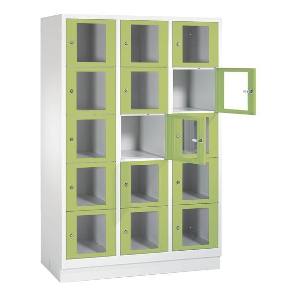 CP Schliefachschrank Classic A, 3x5, Stahl / Acrylglas, auf Sockel, 120 x 180 cm