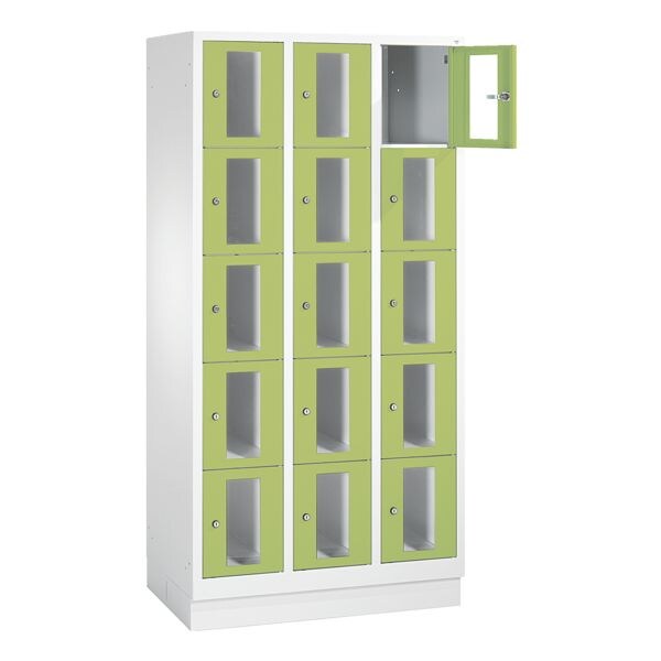 CP Schließfachschrank Classic A, 3x5, Stahl / Acrylglas, auf Sockel, 90 x 180 cm