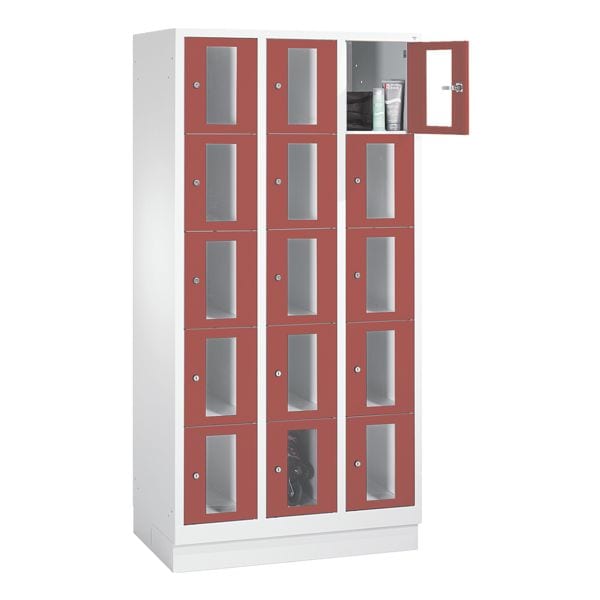 CP Schließfachschrank Classic A, 3x5, Stahl / Acrylglas, auf Sockel, 90 x 180 cm