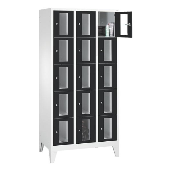 CP Schließfachschrank Classic A, 3x5, Stahl / Acrylglas, auf Sockel, 90 x 180 cm