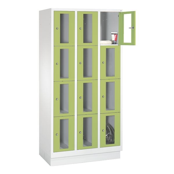 CP Schließfachschrank Classic A, 3x4, Stahl / Acrylglas, auf Sockel, 90 x 180 cm