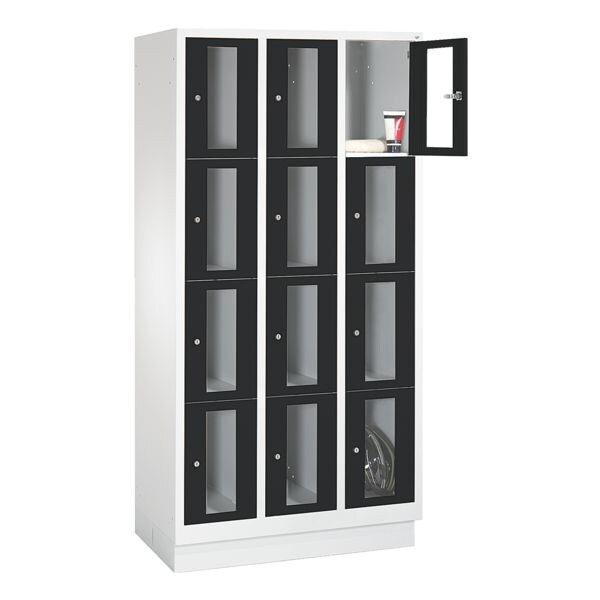 CP Schließfachschrank Classic A, 3x4, Stahl / Acrylglas, auf Sockel, 90 x 180 cm
