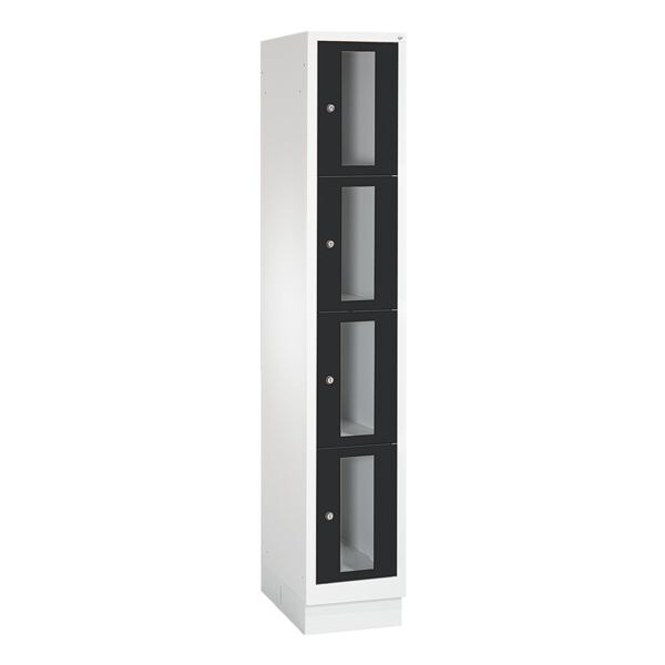 CP Schließfachschrank Classic A, 1x4, Stahl / Acrylglas, auf Sockel, 32 x 180 cm