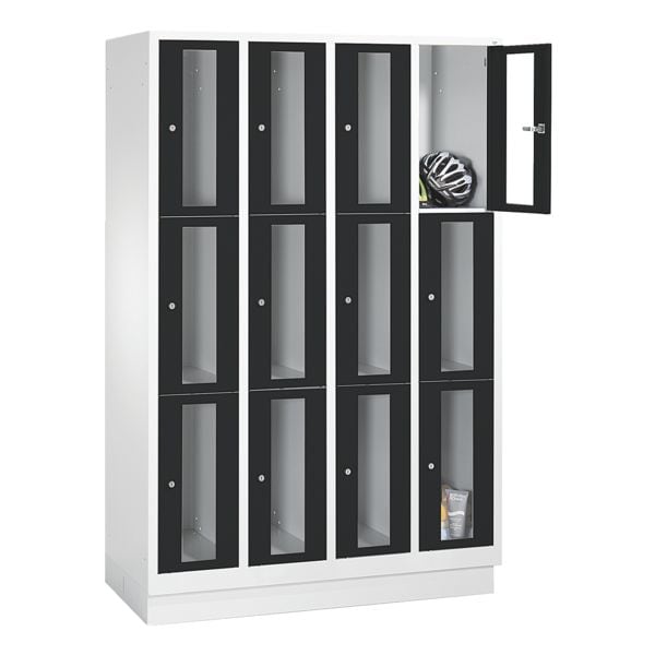 CP Schliefachschrank Classic A, 4x3, Stahl / Acrylglas, auf Sockel, 119 x 180 cm