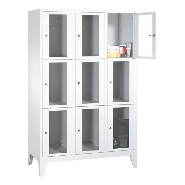 CP Schließfachschrank Classic A, 3x3, Stahl / Acrylglas, auf Sockel, 120 x 180 cm