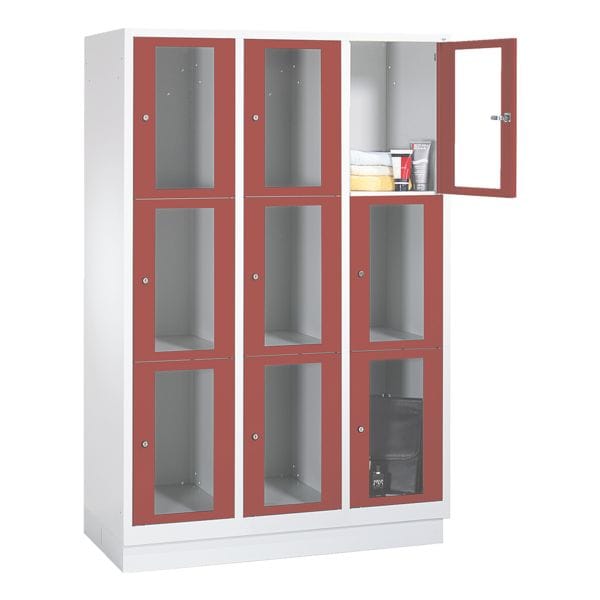 CP Schließfachschrank Classic A, 3x3, Stahl / Acrylglas, auf Sockel, 120 x 180 cm