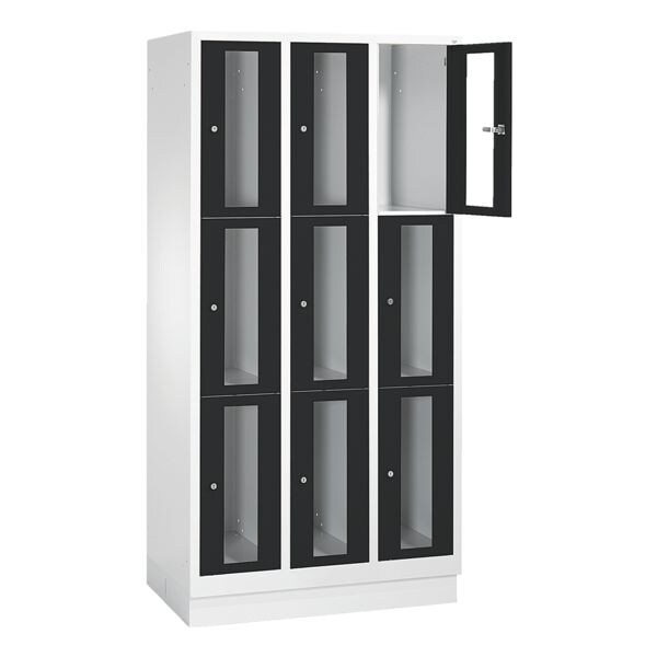 CP Schließfachschrank Classic A, 3x3, Stahl / Acrylglas, auf Sockel, 90 x 180 cm