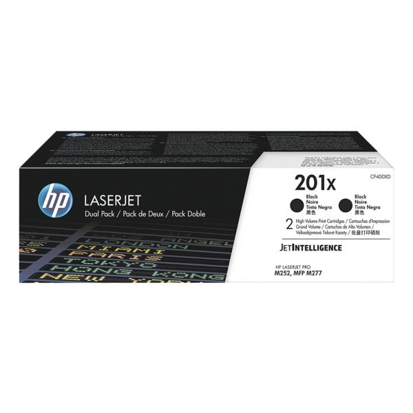 HP 2er-Pack Druckkassette HP CF400XD HP 201X schwarz