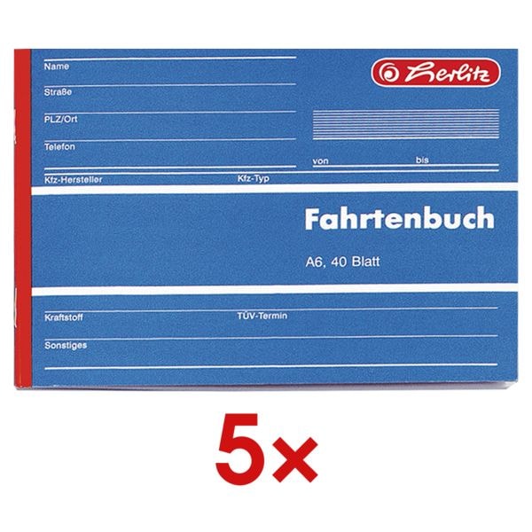 Herlitz 5x Formularbuch (A6 quer) Fahrtenbuch