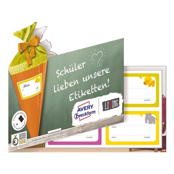 Avery Zweckform Muster-Etiketten aus der »Living-Serie« für Schulhefte Avery Zweckform Muster-Etiketten aus der »Living-Serie« für Schulhefte