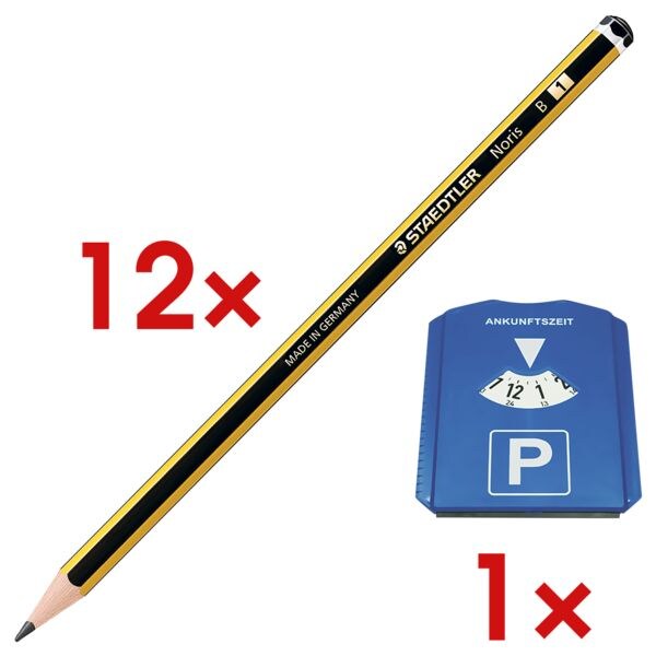 12x Holzbleistift STAEDTLER Noris 120, B, ohne Radiergummi inkl. Parkscheibe 12x Holzbleistift STAEDTLER Noris 120, B, ohne Radiergummi inkl. Parkscheibe