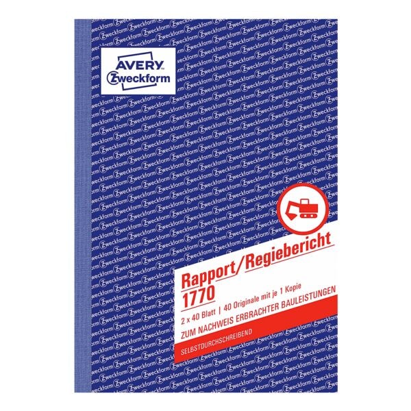 Avery Zweckform Formularbuch »Rapport/Regiebericht 1770« Avery Zweckform Formularbuch »Rapport/Regiebericht 1770«