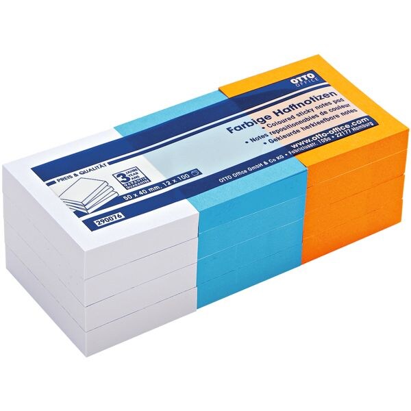 12x OTTO Office Haftnotizblock 5 x 4 cm, 1200 Blatt gesamt, farbig sortiert 12x OTTO Office Haftnotizblock 5 x 4 cm, 1200 Blatt gesamt, farbig sortiert