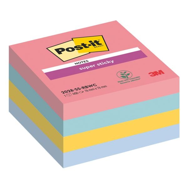 Post-it Super Sticky Haftnotizwrfel Rainbow Collection