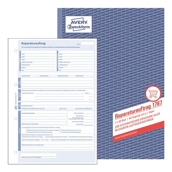 Avery Zweckform Formularbuch »Allgemeiner Reparaturauftrag 1767« Avery Zweckform Formularbuch »Allgemeiner Reparaturauftrag 1767«