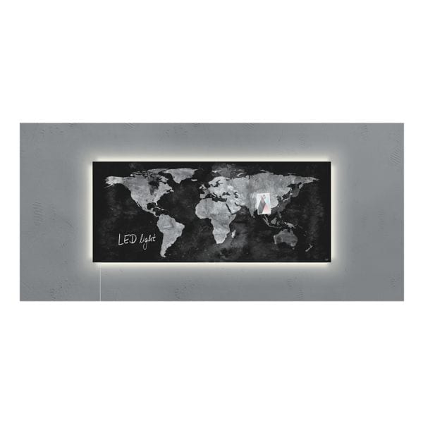 Sigel Glas-Magnettafel Artverum LED light Worldmap, 130 x 55 cm