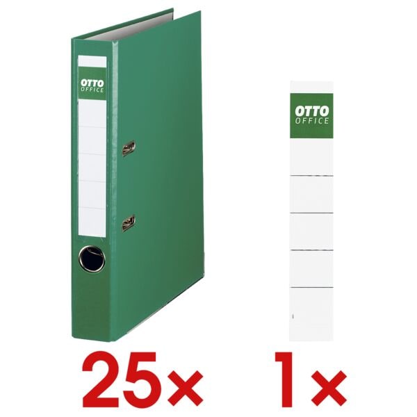 25x Ordner A4 OTTO Office Exclusive I schmal, einfarbig inkl. 10er-Pack Ordner-Rckenschilder zum Einstecken 30x190 mm