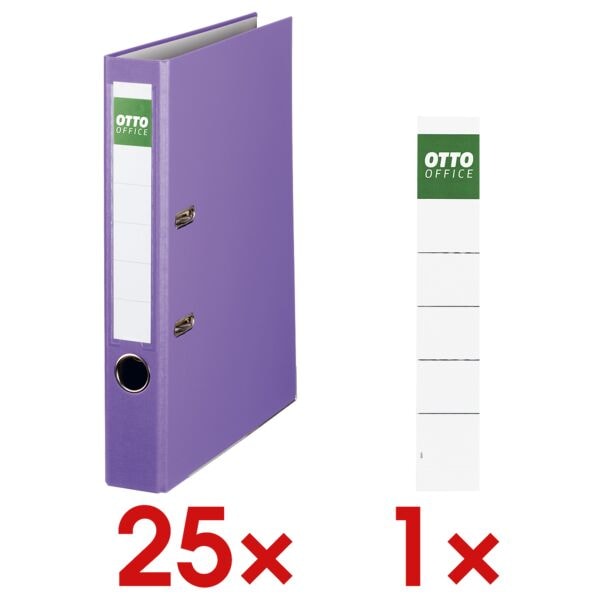 25x Ordner A4 OTTO Office Exclusive I schmal, einfarbig inkl. 10er-Pack Ordner-Rckenschilder zum Einstecken 30x190 mm