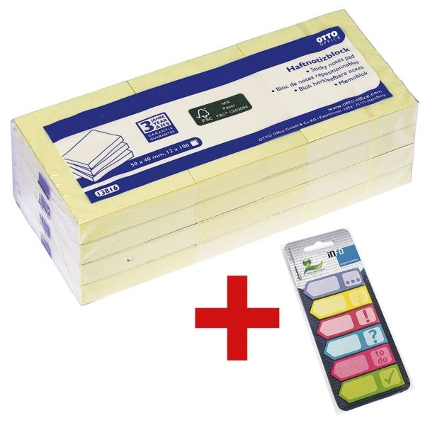 OTTO Office Haftnotizblock 5 x 4 cm, 1200 Blatt gesamt, pastellgelb inkl. Haftmarker 150 Blatt gesamt, Papier, 50 x 18 mm OTTO Office Haftnotizblock 5 x 4 cm, 1200 Blatt gesamt, pastellgelb inkl. Haftmarker 150 Blatt gesamt, Papier, 50 x 18 mm