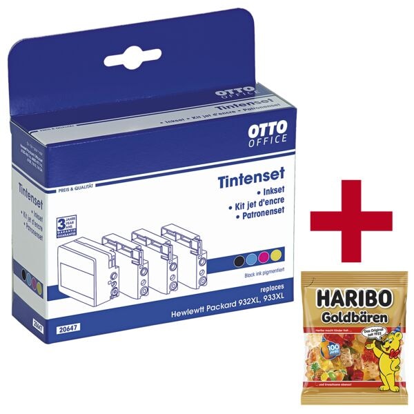 OTTO Office 4er-Set  Tintenpatronen (ersetzen Hewlett Packard Nr. 932 XL / 933 XL) inkl. Fruchtgummi Goldbren