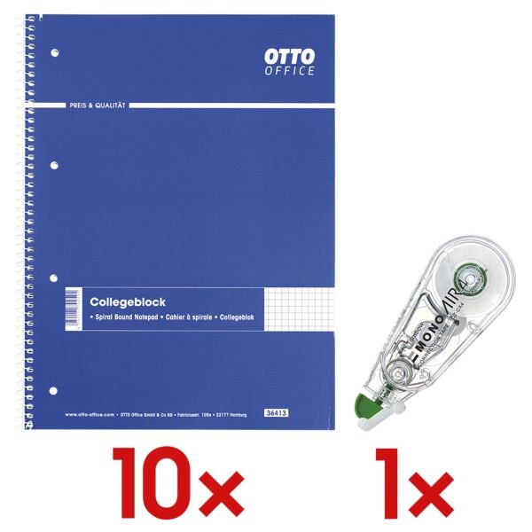 10x OTTO Office Collegeblock A4 kariert, 800 Blatt inkl. Einweg-Korrekturroller »Mono Air« 10x OTTO Office Collegeblock A4 kariert, 800 Blatt inkl. Einweg-Korrekturroller »Mono Air«