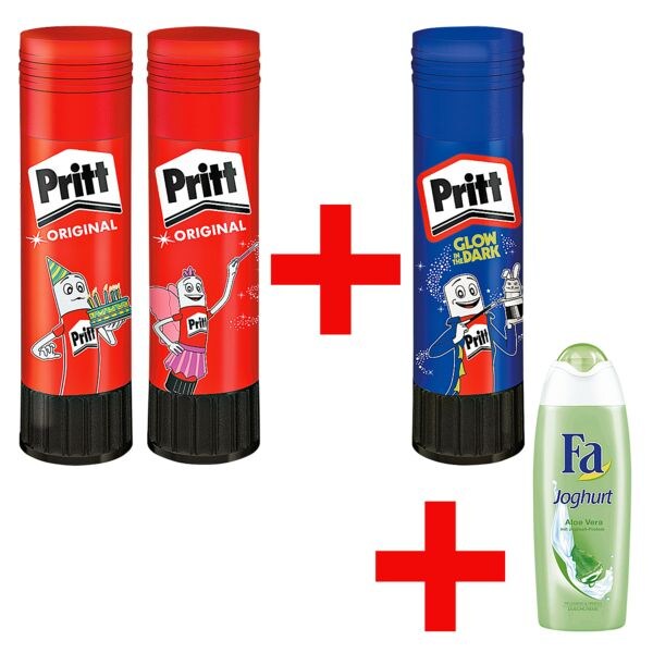 Pritt 2+1-Set Klebestifte 22 g inkl. 1x Duschgel »Joghurt & Aloe Vera« Pritt 2+1-Set Klebestifte 22 g inkl. 1x Duschgel »Joghurt & Aloe Vera«