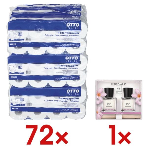 OTTO Office Toilettenpapier Standard 3-lagig, weiß - 72 Rollen (9 Pack à 8 Rollen) inkl. Geschenk-Set Raumduft »ipuro flower bowl« OTTO Office Toilettenpapier Standard 3-lagig, weiß - 72 Rollen (9 Pack à 8 Rollen) inkl. Geschenk-Set Raumduft »ipuro flower bowl«