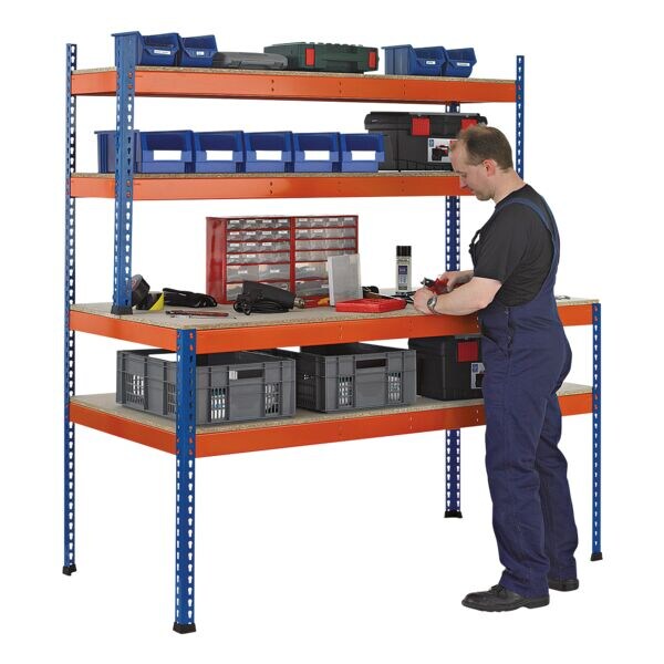 SCHULTE Lagertechnik Werkbank 18000-A2 245 x 198,1 cm mit Regal