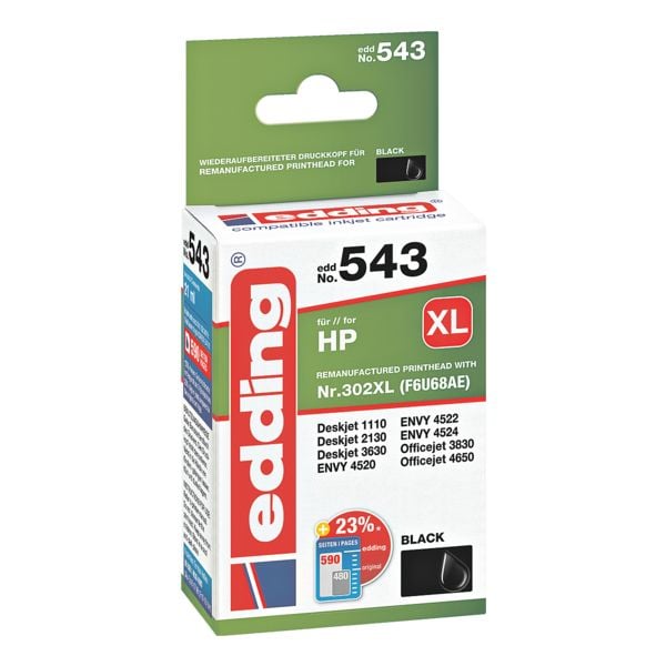 Edding Tintenpatrone EDD-543 ersetzt Hewlett Packards F6U68AE Nr. 302XL