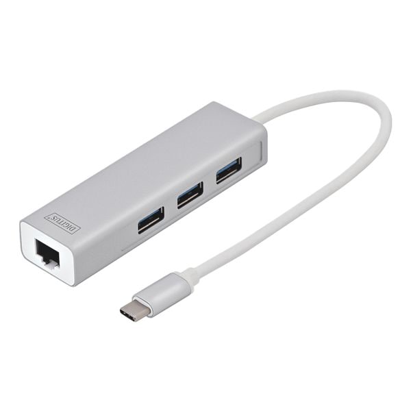 Digitus USB 3.0 Hub Typ-C mit Gigabit LAN-Adapter 3-Port »DA-70255« Digitus USB 3.0 Hub Typ-C mit Gigabit LAN-Adapter 3-Port »DA-70255«